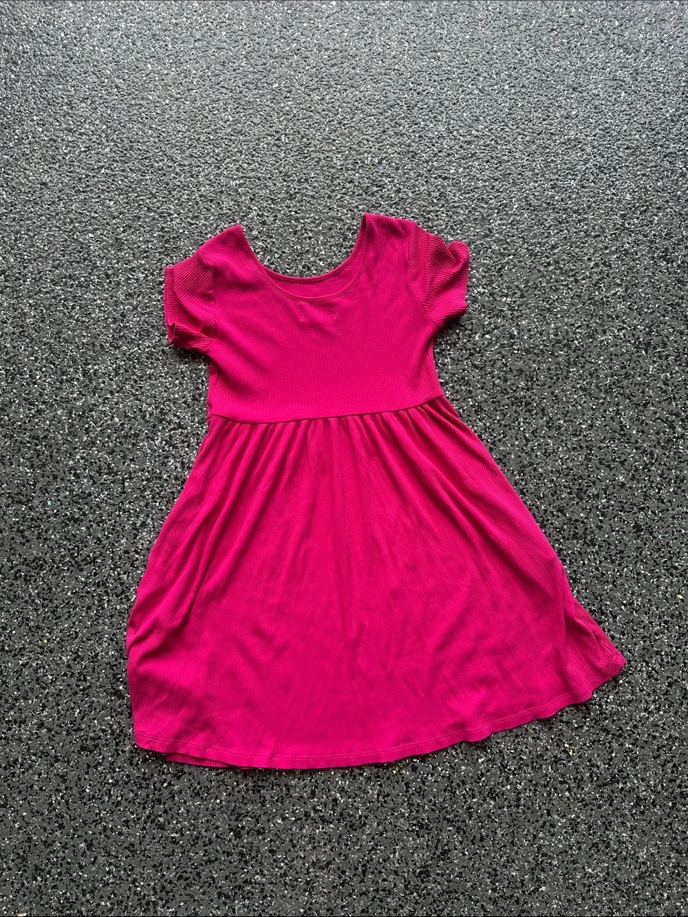 Girls' Bright Pink Short-Sleeve Skater Dress W/ Pockets